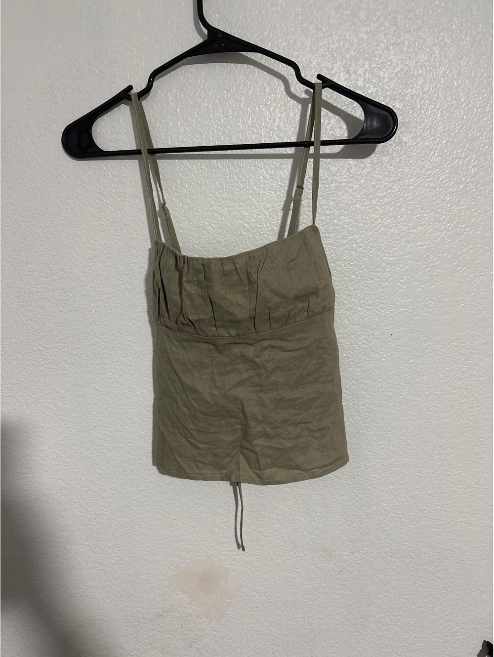 Edikted Olive Green Sleeveless Top with Adjustable Back Tie, Size M